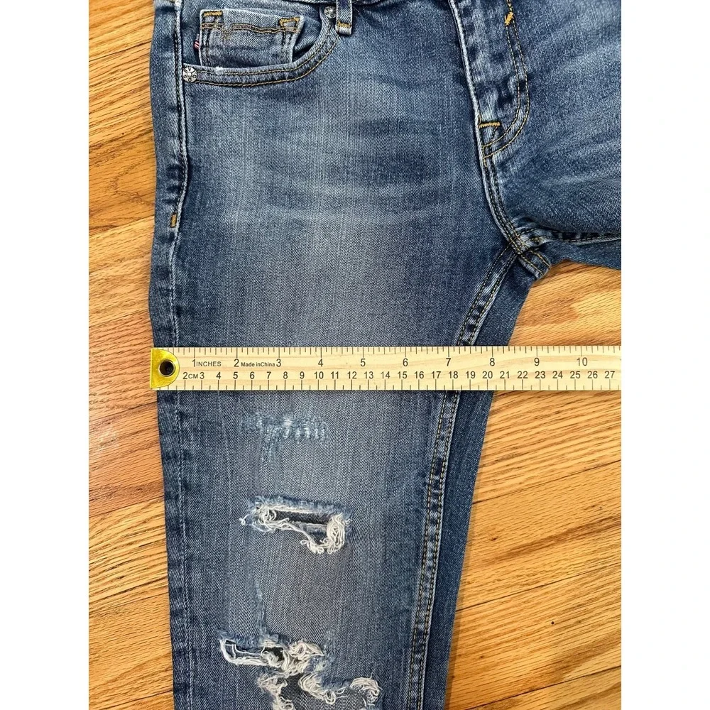 Vigoss Jeans Womens Size 25x25 Skinny Crop  Distressed‎ Blue Denim Medium Wash